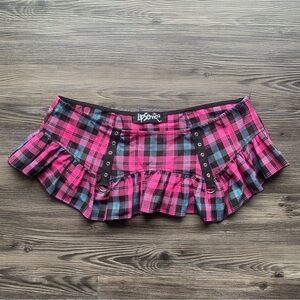 Lip Service Hot Pink & Black Plaid Ruffle Mini Skirt
